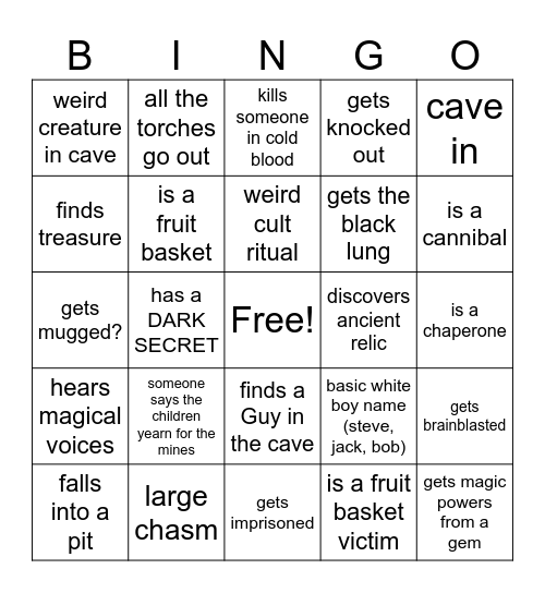 the mines bingo Card