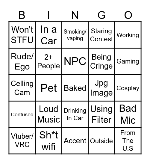 Co-Host Bingo Card
