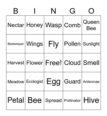 Bee Bingo Card