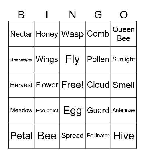 Bee Bingo Card