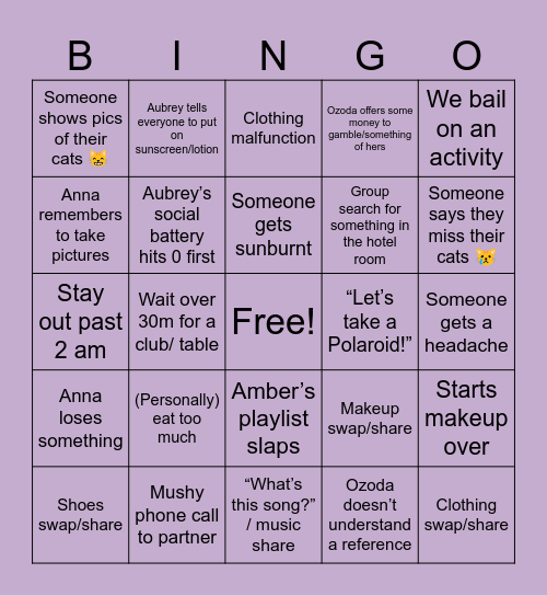 Aubrey’s Bach Baddies! Bingo Card