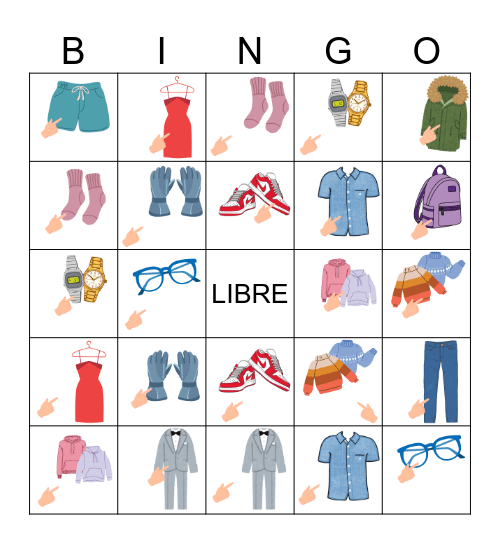 La ropa y los adjetivos demostrativos Bingo Card