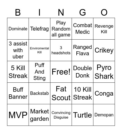 TF2 Bingo Card