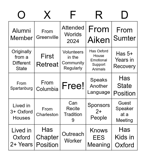 OH 2025 State Retreat Bingo Card