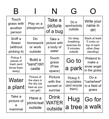 April Touch Grass Bingo 2025 Bingo Card