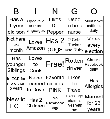PINGO Bingo Card