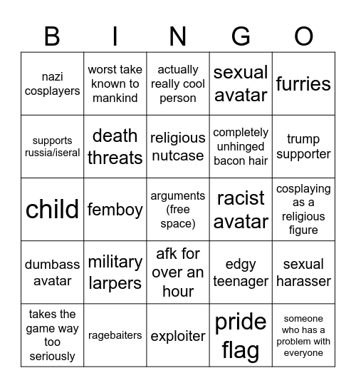 roblox church bingo Card