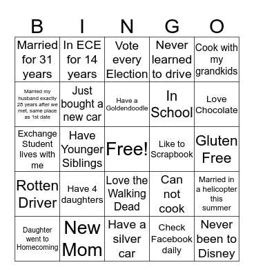 PINGO Bingo Card