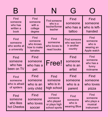 HOMIE Bingo Card