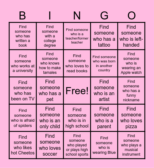 HOMIE Bingo Card