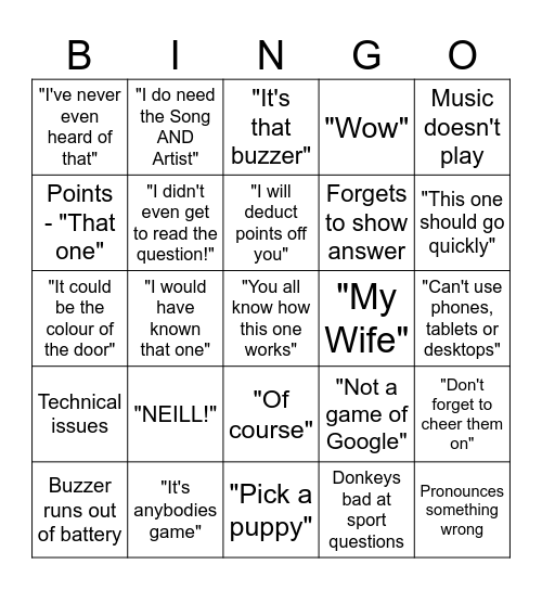 Luke Bingo! Bingo Card