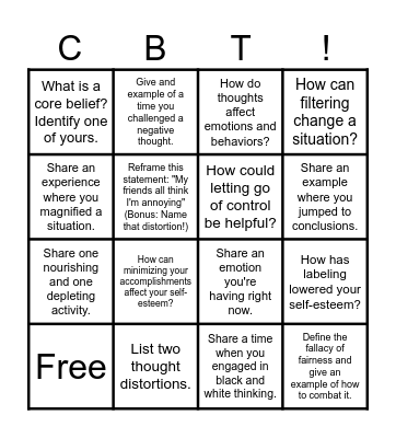 CBT Bingo Card