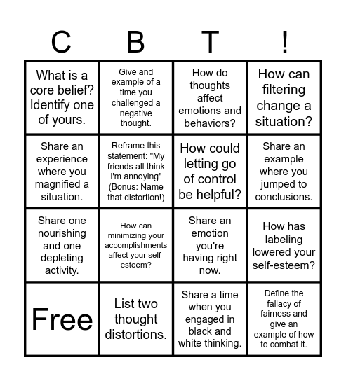 CBT Bingo Card