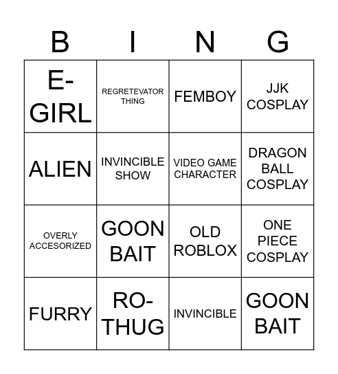 JJS AVATAR BINGO Card
