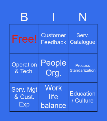 FULLER DIMENSIONS Bingo Card