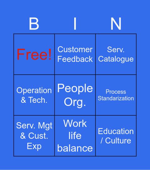 FULLER DIMENSIONS Bingo Card