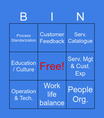 FULLER Dimensions Bingo Card