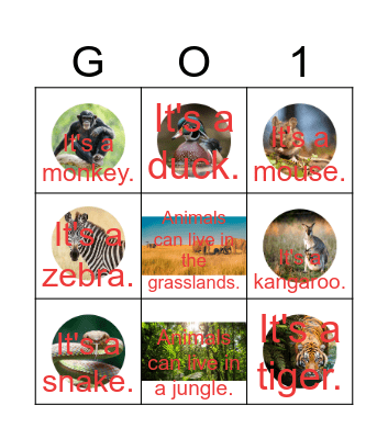 Pictures & Simple Sentences Bingo Card