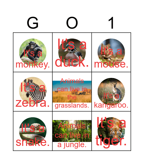 Pictures & Simple Sentences Bingo Card