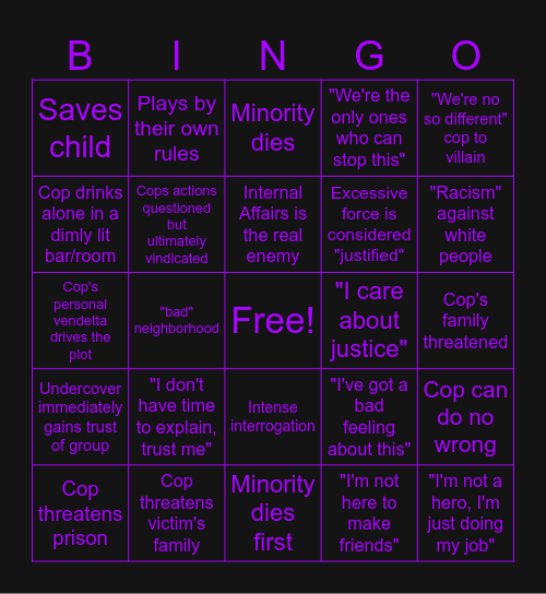 Copaganda Bingo Card