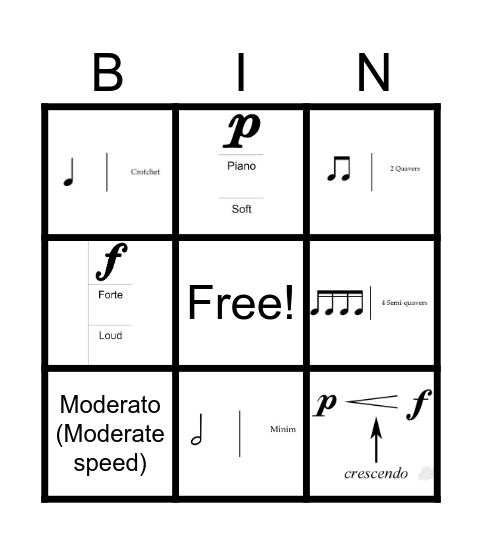 Music Bingo 3 Bingo Card
