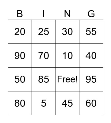 Pelicans Maths Bingo Card