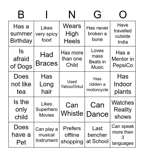 Ignite Her-Know your colleagues Bingo Card