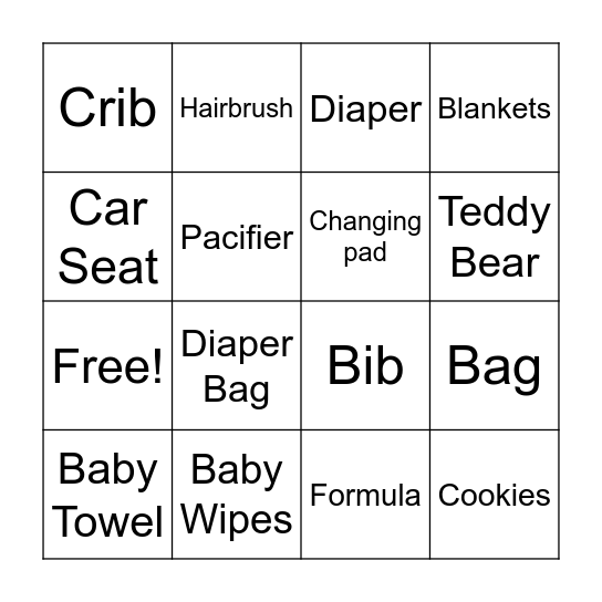 BABY SHOWER! Bingo Card