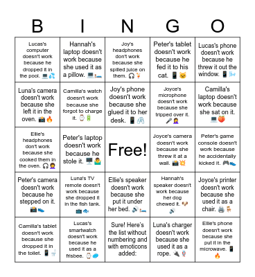 B15 U12 Bingo Card