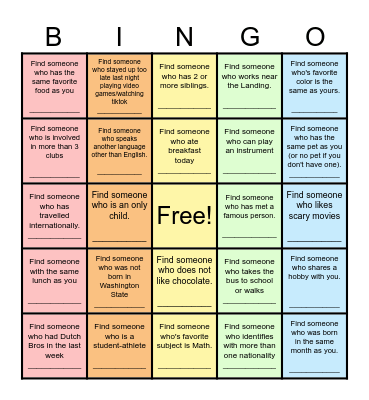 Find Someone Who... Bingo Card