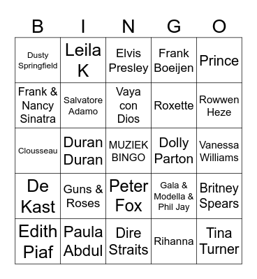 MUZIEKBINGO | VROUWEN VAN NU Bingo Card