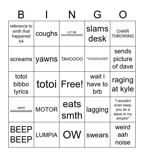 DYOLAN Bingo Card