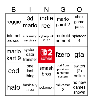 switch 2 direct Bingo Card