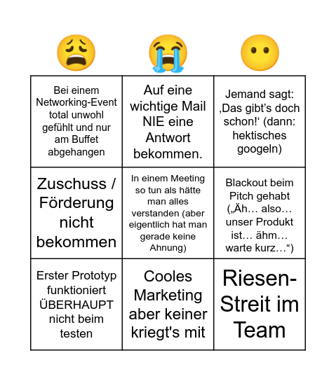 Typische Fails - Was ist dir auch schon passiert? Bingo Card