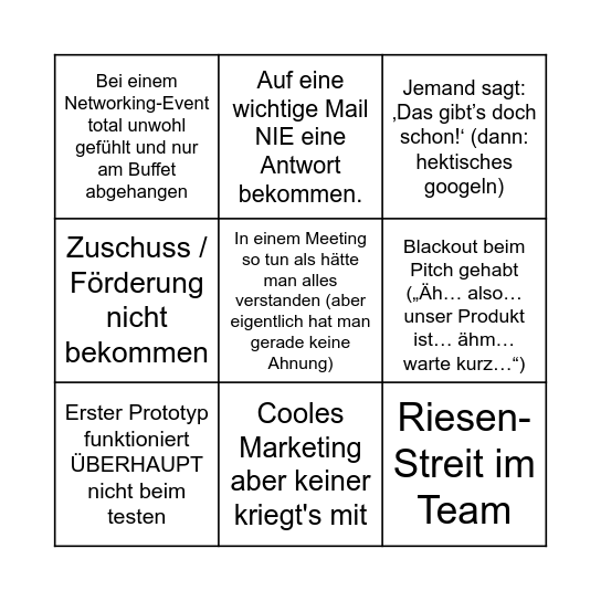 Typische Fails - Was ist dir auch schon passiert? Bingo Card