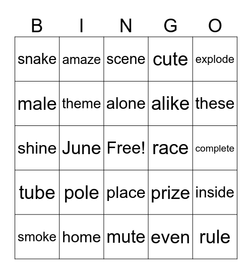 Mixed Split Digraph Bingo Card