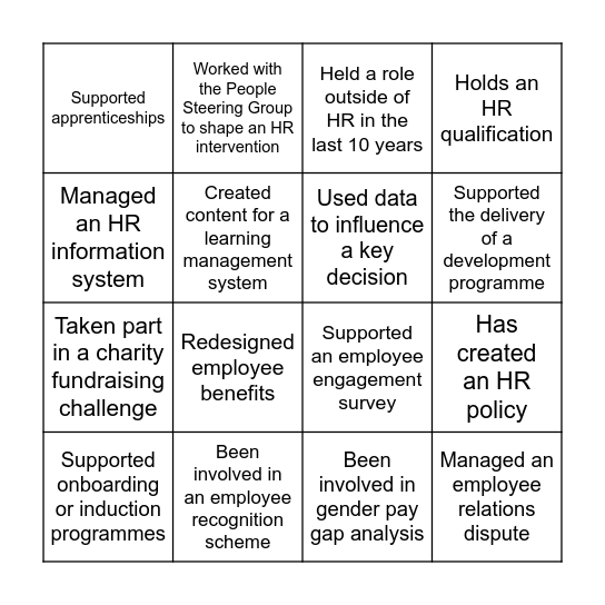 HR Bingo Card