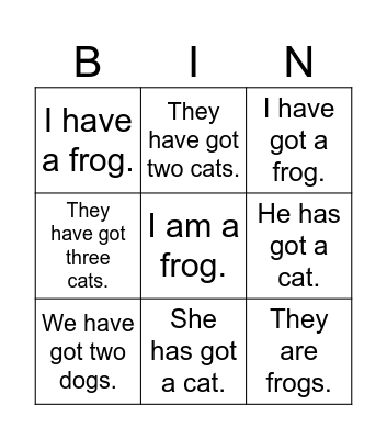 Bingo have got, to be Bingo Card