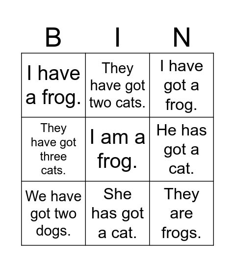 Bingo have got, to be Bingo Card