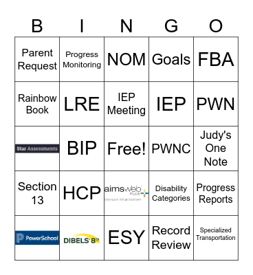Special Education Bingo Card