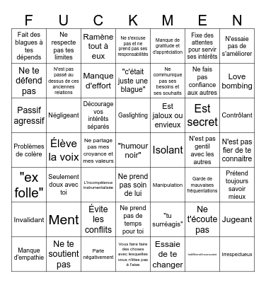 Red flags bingo chez les hommes Bingo Card