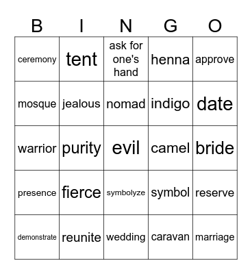 Bride of the Sahara Bingo Card