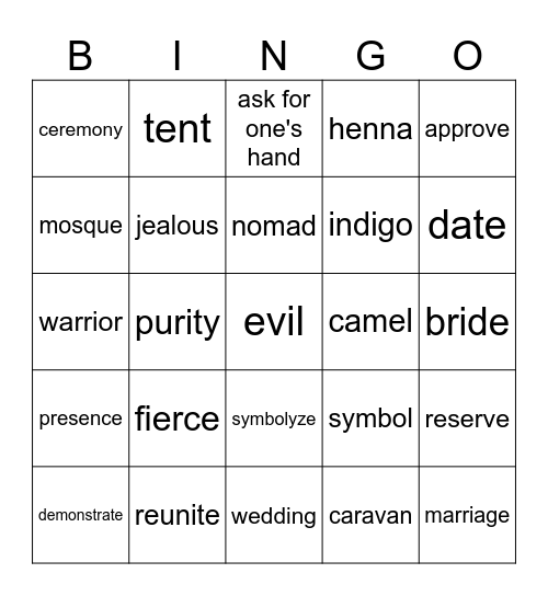 Bride of the Sahara Bingo Card