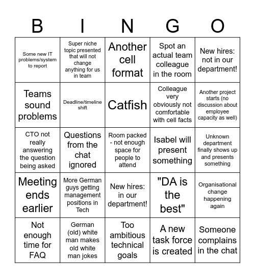 T-info meeting Bingo Card
