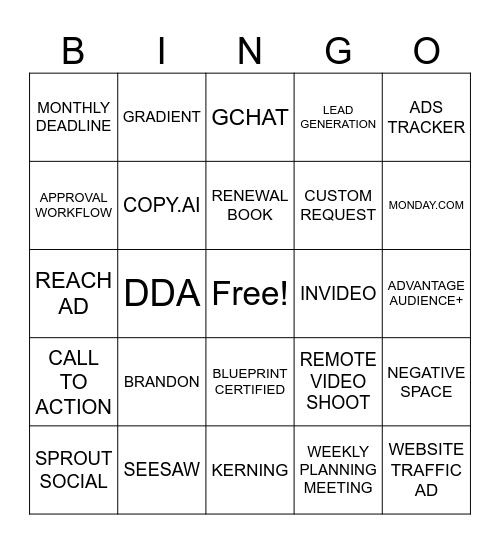 CGI DIGITAL SOCIAL MEDIA TEAM BINGO Card