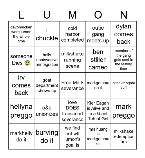 Severance FINALE Bingo Card