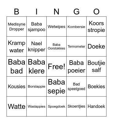 Liney Baby Shower Bingo Card