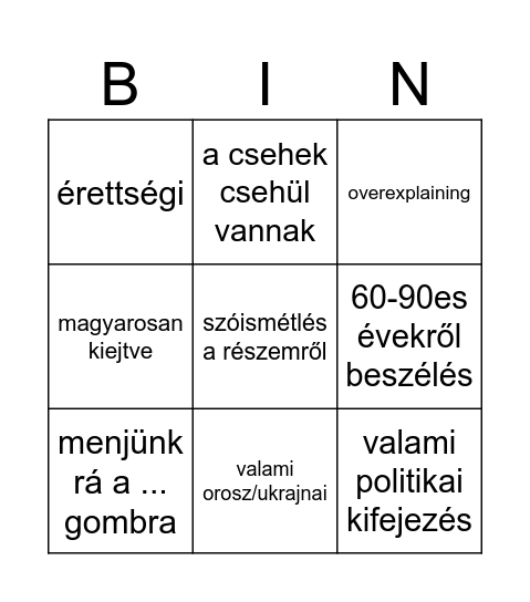 baksa bingó Bingo Card