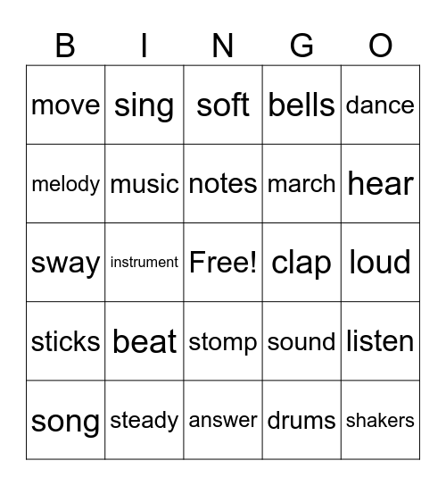 Music Terms Bingo Card