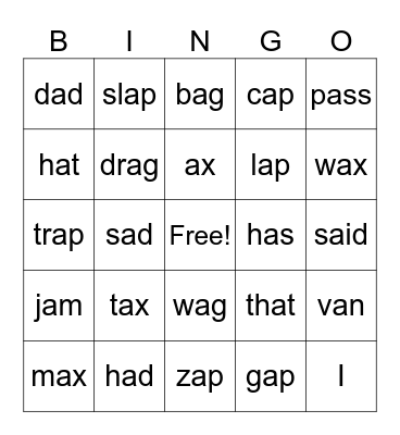 Lesson 35 Bingo Card